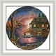 Набір для вишивання за нанесеною на канву схемою "Sunset lake villa".AIDA 14CT printed,48*48см - зображення 1