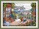 Набор для вышивания по нанесённой на канву схеме "Terrace with blooming flowers".AIDA 14CT printed , 44*33 см - изображение 1