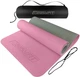 Килимок для йоги та фітнесу EasyFit EF-1924s-PKGY TPE+TC ECO-Friendly 183х61х0.6 см двошаровий каремат у чохлі 6 мм Рожевий з сірим (56003738) - зображення 9