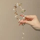 Обруч для волосся з перлами та квітами "Flower Pearl", прикраса на голову, золото - зображення 3