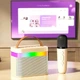 Бездротова Bluetooth колонка караоке з підсвічуванням та двома мікрофонами стерео акустика K18 бежева - зображення 6