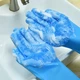 Перчатки для кухни силиконовые голубые для мытья посуды с фильтрующим модулем три ступени очистки - изображение 9