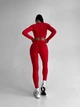 Спортивный женский костюм Hot с имитацией белья для фитнеса и йоги (рашгард + леггинсы) c двойным Push Up Однотонный XS-S Красный (JQ03S) - изображение 5