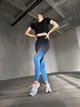 Спортивные женские лосины Ombre с Push Up для фитнеса и йоги Бесшовные Двухцветные XS-S Черно-синие (XV07XS-S) - изображение 9