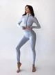 Спортивный женский костюм Honeycomb для фитнеса и тренировок 3 в 1 (топ + рашгард + леггинсы) Бесшовный Соты XS-S Cветло-серый (F01S) - изображение 1