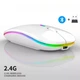Мышка безпроводная компьюторная, безшумная, оптическая c RGB-подсветкой 2.4G+Bluetooth DPI 800/1000/1200 белая - изображение 4