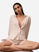 Пижама (рубашка + шорты) женская из вискозы Calvin Klein 325206404 XS Бежевый/Молочный (1159852862) - изображение 4