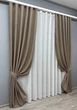 Комплект штор VR-Textil Лен Мешковина 100х270 2шт и Тюль 300х270 825ш-115т Темно-бежевый с белым 71-017/1 - изображение 2