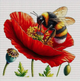 Набір для вишивання за нанесеною на канву схемою "Poppy and Bumblebee". AIDA 11CT printed 40*46 см - зображення 1