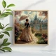 Набор для вышивки крестом ZUOANLF "Девушка у замка" 14CT, 40x40 см, канва Аида с нанесенным рисунком - изображение 4