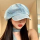 Широкая джинсовая кепка-восьмиклинка Cara Park светло-голубая One size - изображение 5