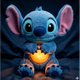 Детская мягкая интерактивная плюшевая игрушка дышащий Стич Stich с подсветкой музыкой и эффектом дыхания, светящаяся, колыбельная цвет синий - изображение 2