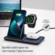 Беспроводная зарядная док-станция 3 в 1 для iPhone 12–16 Pro Max, Apple Watch Ultra/SE и AirPods, быстрая зарядка 15W, сложная док-станция USB-C - изображение 7