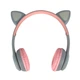 Навушники дитячі бездротові накладні MDR P47 LED FM MP3 Bluetooth з вушками сірий з рожевим - зображення 1