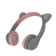 Навушники дитячі бездротові накладні MDR P47 LED FM MP3 Bluetooth з вушками сірий з рожевим - зображення 4