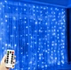 Гірлянда-завіса штора 6х3м 600 LED лампочок USB з пультом для прикрас вікон, спальні, тераси, синя - зображення 1