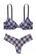 Комплект білизни Pink Lightly Lined Bra Victoria’s Secret Синій з бежевим 34D-S - изображение 1