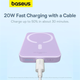 Павербанк Baseus Magnetic Mini Air з бездротовою зарядкою 20W 6000mAh Purple - изображение 8