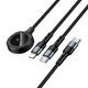 Зарядне бездротове пристрій Hoco CW64 3in1 1.2М USB-C для iWatch 1-10, SE/SE2, Ultra/Ultra2 + кабель Type-C + iP/Lightning Чорний - зображення 1