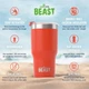 Термостакан Beast Tumbler 900 мл (30 oz), із нержавіючої сталі, вакуумна ізоляція, + 2 трубочки та щіточка - зображення 7