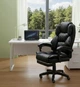 Кресло офисное Diego Comfort Pro эргономичное с подставкой для ног экокожа, черное - изображение 12
