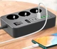Мережевий фільтр розгалужувач трійник з вимикачем Earldom SC14 3000W 3.1-16A 3 розетки + 2 USB-C + 4 USB-A Подовжувач Швидка Зарядка для телефону підвищена безпека 7 систем захисту 2м Black - зображення 4