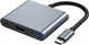 USB-хаб Dynamode 3-в-1 USB Type-C to HDMI 4K USB Type-A 3.0 USB Type-C PD3.0 87 Вт Dark Grey (Multiport USB-C 3-in-1 dark grey) - изображение 1