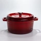 Эмалированная чугунная кастрюля Premium Cookware 4.5 л с крышкой для тушения и запекания, красная - изображение 1