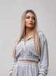 Женский велюровый костюм кофта+штаны+топ темно-серого цвета 36640 46/48 - изображение 4