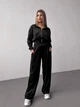 Жіночий велюровий костюм (кофта+штани+топ) Uaclothes 42-44 Чорний (like36639-170651349) - зображення 5