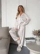 Женский шелковый домашний костюм S/M Молочный с сердечками 49840 - изображение 5