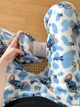 Штаны пижамные плюшевые Stich голубого цвета, теплые домашние штаны Стич, M-L - изображение 6