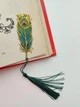 Металева закладка для книг ''Перо Павича'' із напівпрозорими вставками. мп-008 - зображення 1