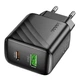 Сетевое зарядное устройство Hoco CS25A 1USB-C/1USB поддержка PD/QC 20W позволяет быстро заряжать современные смартфоны Apple, Samsung, Xiaomi Black - изображение 3