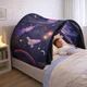 Палатка детская игровая на кровать Dream Tents Космос, складной тент-домик для сна и игр с фиксаторами под матрас, шторками и внутренним карманом, для детской и односпальной кровати Фиолетовый, AND-026 - изображение 1