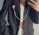 Брошка-булавка Fashion Jewelry двобортна з ланцюжком та серцем Y2K брошка-фіксатор для декору одягу, срібляста (SVS) - зображення 1
