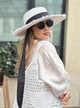 Жіночий капелюх канотьє з чорною стрічкою One Size білий - изображение 6