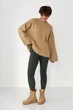 Вязаная однотонная кофта с широкими рукавами Lurex Светлый коричневый One Size (21570) - изображение 3