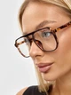 Очки солнцезащитные авиатор Aviator имиджевые леопардовые коричневые с прозрачными линзами - изображение 3