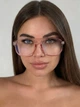 Очки солнцезащитные авиатор Aviator имиджевые прозрачные розовые с прозрачными линзами - изображение 1