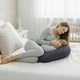 Подушка для беременных и кормления IDEIA SeiDesign 30×190 см U-образная, трикотаж хлопок с эластаном, гипоаллергенная, регулируемая, наволочка на молнии, темно-серая - изображение 7