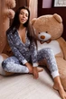 Женская пижама пожама SweetJama Frozy с карманом на попе и капюшоном М серые котики - изображение 5