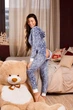 Женская пижама пожама SweetJama Frozy с карманом на попе и капюшоном М голубые сердечки - изображение 7