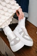 Женские кожа-замша кеды PARADIZE SHOES бело-серого цвета на высокой подошве 40 размер (стелька 26 см) - изображение 4