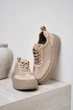 Женские демисезонные кеды PARADIZE SHOES из темно-бежевой кожи с замшевыми вставками на высокой подошве в цвет верха 38 размер (стелька 24,6 см) - изображение 4