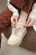Демисезонные кожаные кроссовки PARADIZE SHOES с замшевыми вставками темно-бежевого цвета на высокой подошве 36 размер (стелька 24 см) - изображение 3