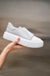 Женские демисезонные кеды PARADIZE SHOES из серой кожи с белым носком и шнуровкой на высокой подошве 39 размер (стелька 25,5 см) - изображение 6