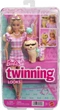 Кукла Barbie Twinning Looks Doll with Pet Dog in Matching Pink Барби в одинаковых нарядах с собачкой, JFP36 - изображение 2