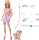 Кукла Barbie Twinning Looks Doll with Pet Dog in Matching Pink Барби в одинаковых нарядах с собачкой, JFP36 - изображение 3
