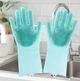 Силиконовые перчатки Magic Silicone Gloves Pink для уборки чистки мытья посуды для дома. Цвет: бирюзовый - изображение 1